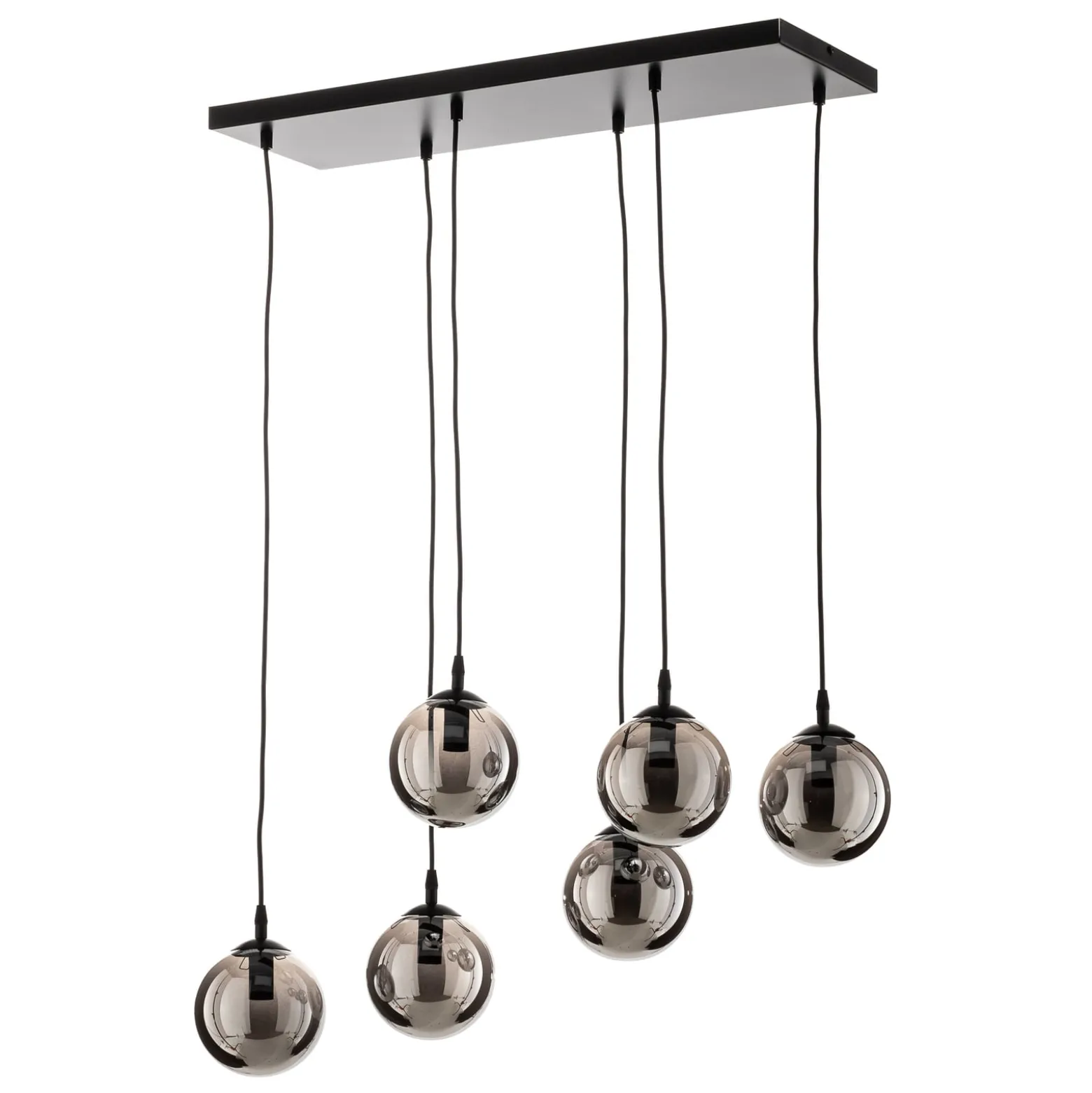 Glassy riippuvalaisin, 6-lamppuinen, musta, grafiitti, lasi, 75 cm