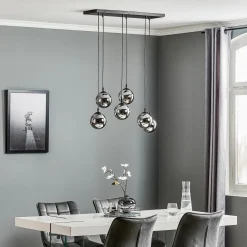 Glassy riippuvalaisin, 6-lamppuinen, musta, grafiitti, lasi, 75 cm