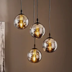 Glassy riippuvalaisin, 4-lamppuinen, musta, grafiitti, lasi, E14