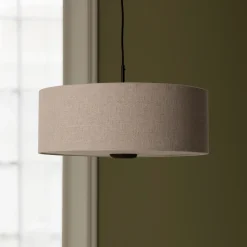 Globen Lighting Bosco 55 -riippuvalo, beige, Ø 55 cm, kangas