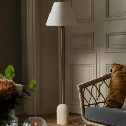 Globen Lighting Gino-maavalaisin, jalka travertiini, beige, 145 cm