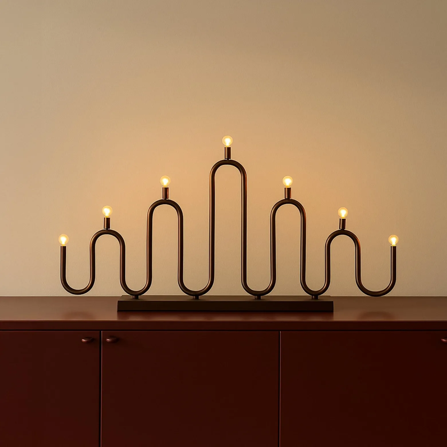 Globen Lighting -kynttelikkö Noel 7, pronssi, leveys 76 cm