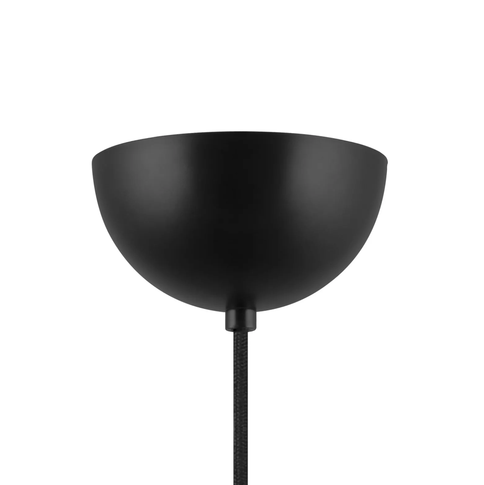 Globen Lighting Lou 3 -riippuvalaisin, valkoinen bouclé/musta kangas