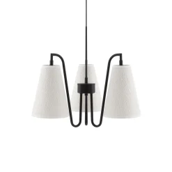 Globen Lighting Lou 3 -riippuvalaisin, valkoinen bouclé/musta kangas