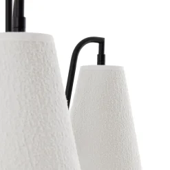 Globen Lighting Lou 3 -riippuvalaisin, valkoinen bouclé/musta kangas