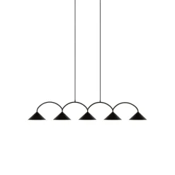 Globen Lighting riippuvalo CURVE 5, musta, 5-lamppuinen, 165 cm