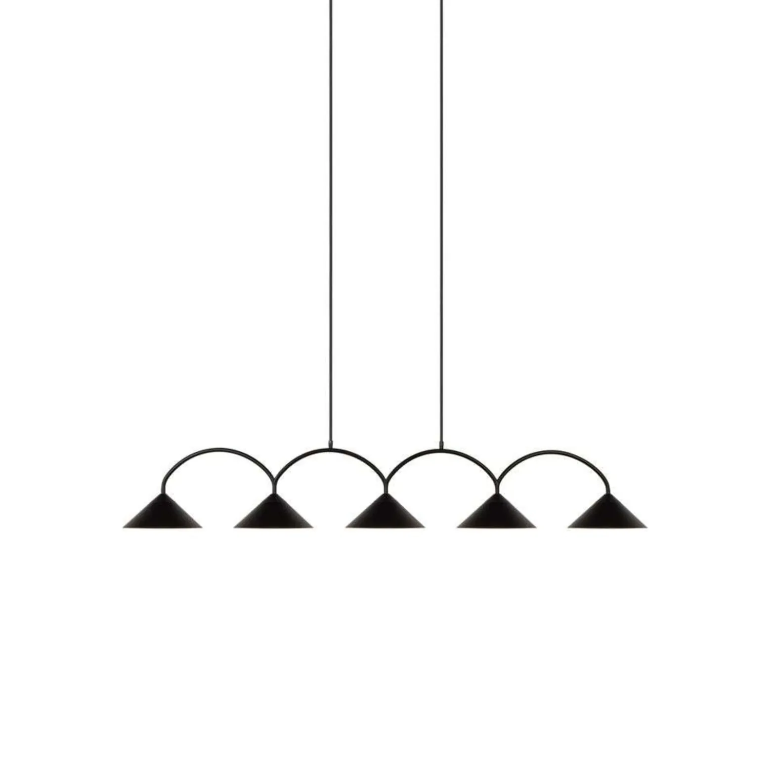 Globen Lighting riippuvalo CURVE 5, musta, 5-lamppuinen, 165 cm