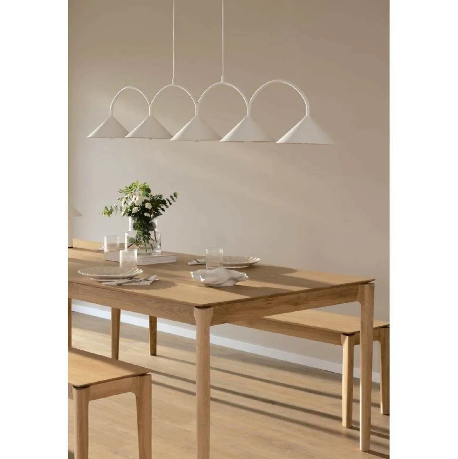 Globen Lighting riippuvalo CURVE 5, valkoinen, 5-lamppuinen, 165 cm