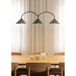 Globen Lighting riippuvalo CURVE 3, vihreä, 3-lamppuinen, 95 cm