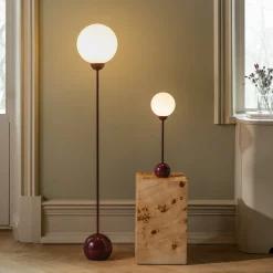 Globen Lighting Ripley -lattiavalaisin, viininpunainen lasi, 144 cm