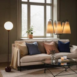 Globen Lighting Ripley -lattiavalaisin, viininpunainen lasi, 144 cm