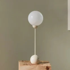 Globen Lighting Ripley-pöytälamppu, beige, korkeus 52 cm, rauta/lasi