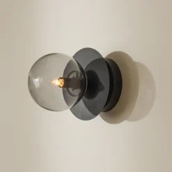 Globen Lighting seinälamppu ART DECO, musta/harmaa Ø 16 cm IP44
