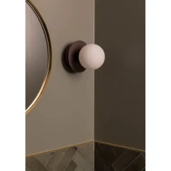 Globen Lighting seinälamppu ART DECO, pronssi/valkoinen Ø 16 cm IP44