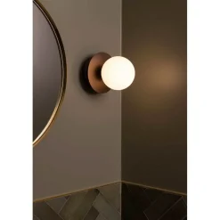 Globen Lighting seinälamppu ART DECO, pronssi/valkoinen Ø 16 cm IP44