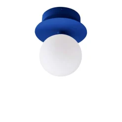 Globen Lighting seinälamppu ART DECO, sininen/valkoinen, Ø 16 cm, IP44