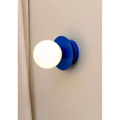 Globen Lighting seinälamppu ART DECO, sininen/valkoinen, Ø 16 cm, IP44