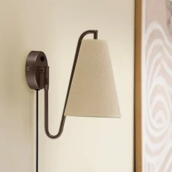Globen Lighting seinälamppu Lou, pronssi/valkoinen, Ø 14 cm, pistoke