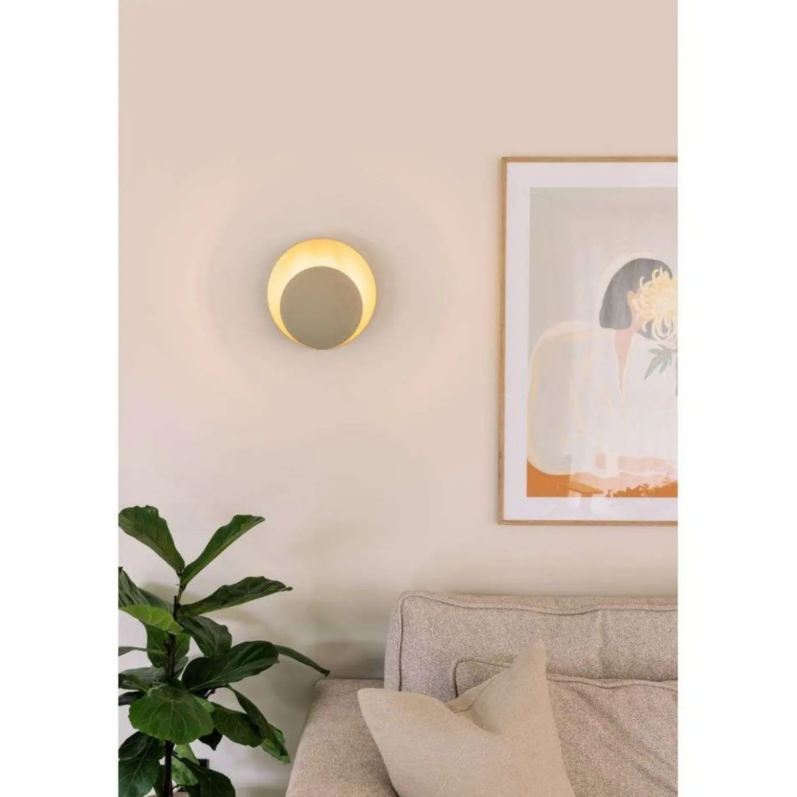 Globen Lighting seinävalaisin ORBIT, beige, Ø 30 cm