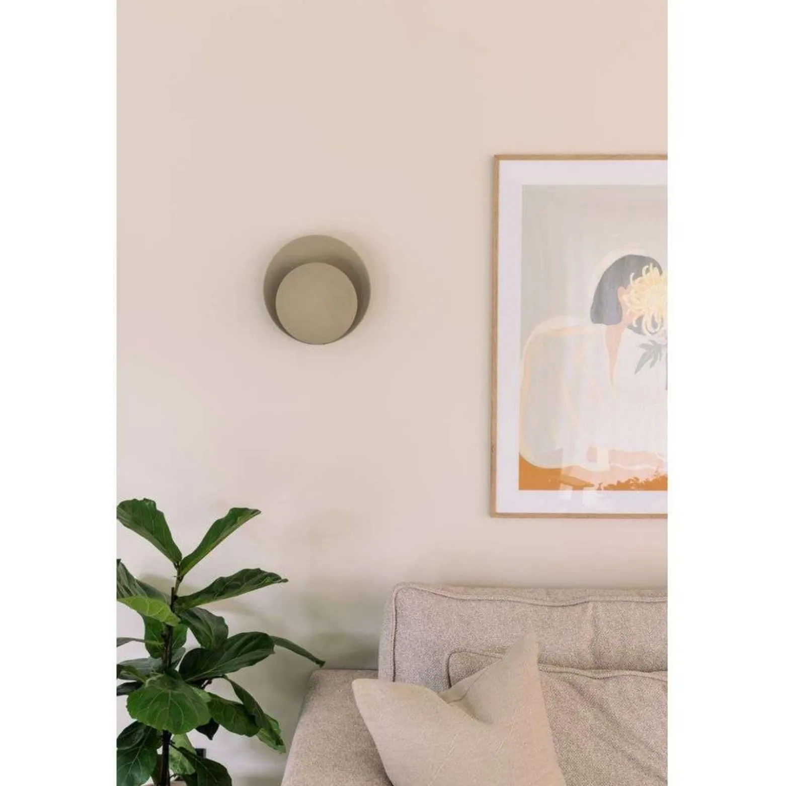 Globen Lighting seinävalaisin ORBIT, beige, Ø 30 cm