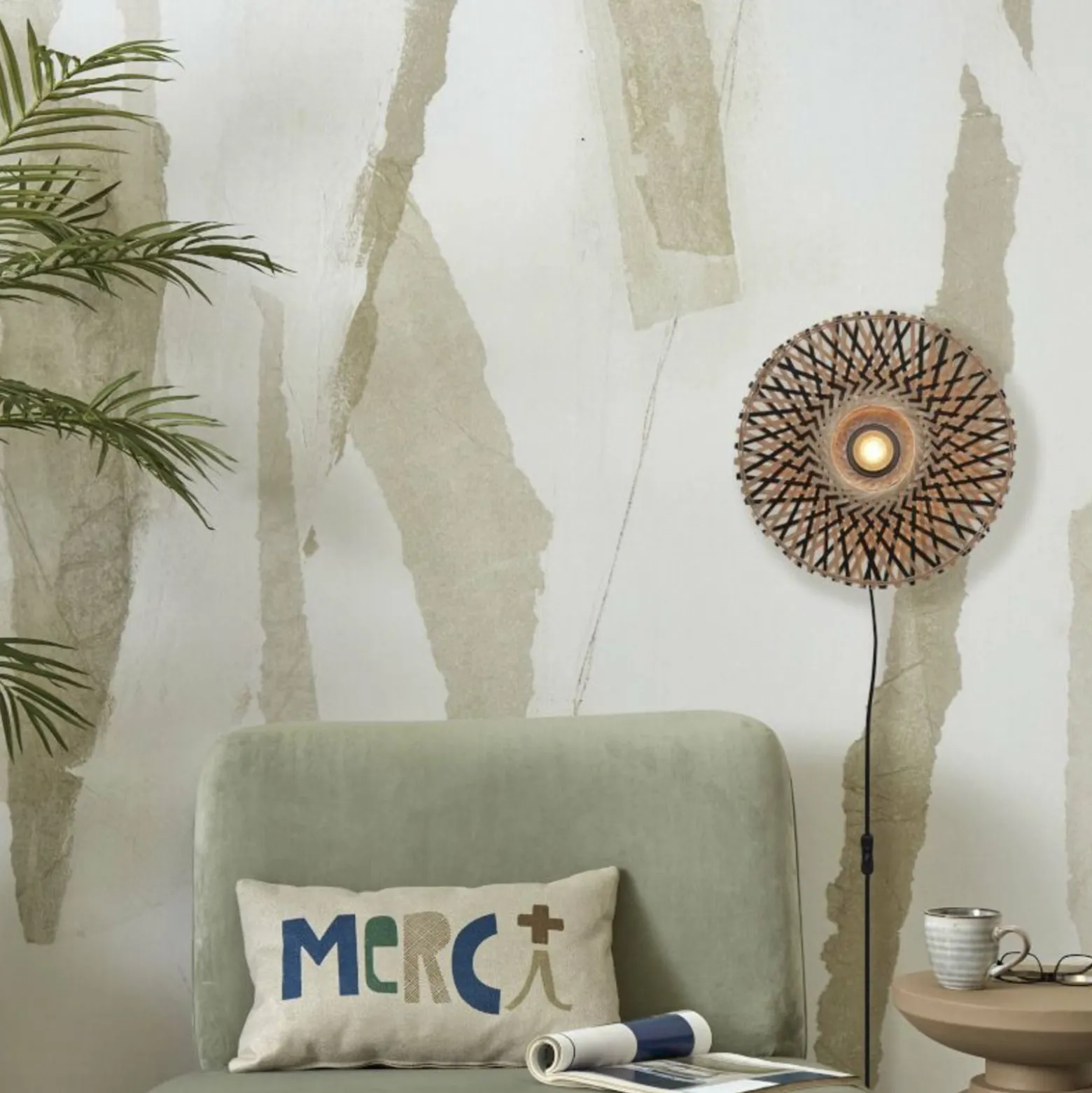 GOOD & MOJO Kalimantan seinä luonnollinen/musta Ø 30cm