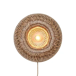 GOOD & MOJO seinälamppu Barbados, ruskea Ø 35 cm bambu pistoke