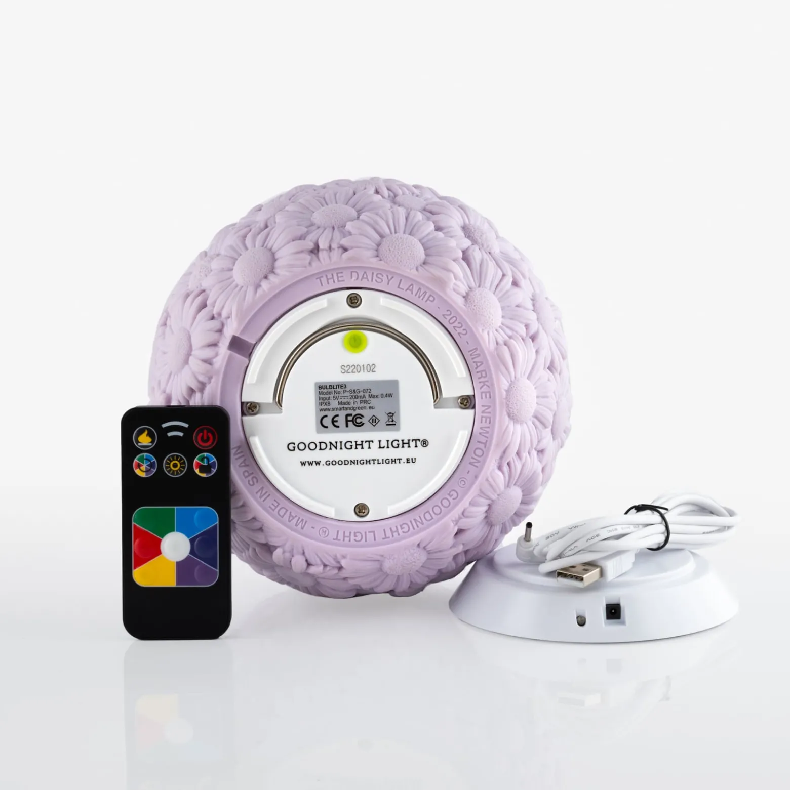 Goodnight Light DAISY lamp-LED-akkuvalo, lilac