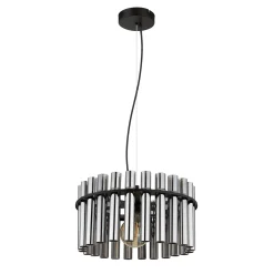 Gorley II -riippuvalaisin, savuharmaa/musta, lasi, 38 cm, E27