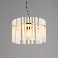 Gorley-riippuvalo, valkoinen/kultainen, Ø 40 cm, lasi, E27