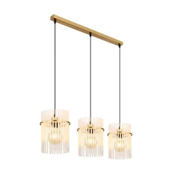 Gorley-riippuvalo, valkoinen/kultainen, 3-lamppuinen, 80 cm, lasi, E27
