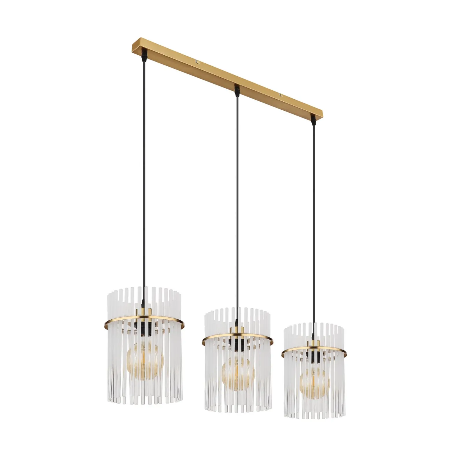 Gorley-riippuvalo, valkoinen/kultainen, 3-lamppuinen, 80 cm, lasi, E27