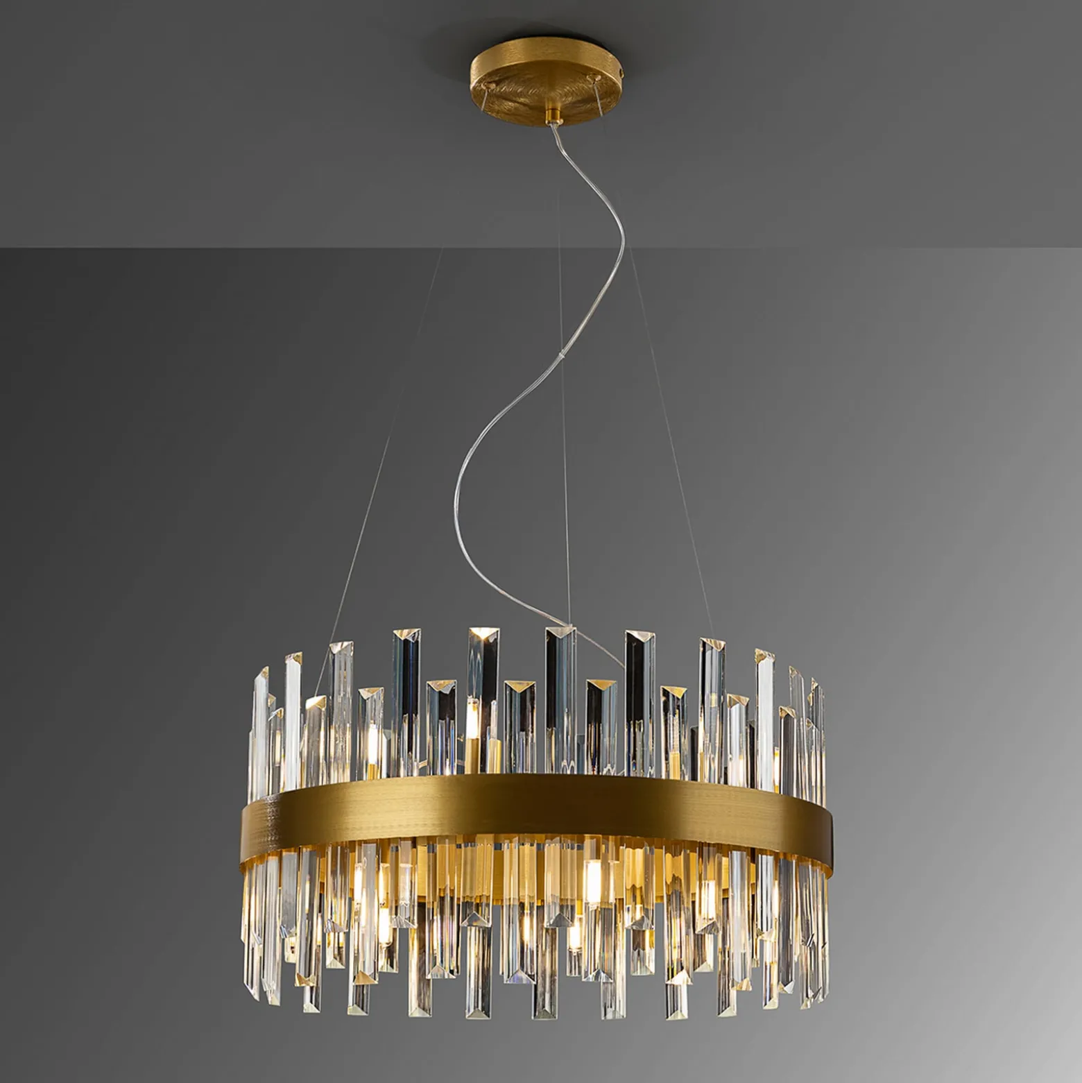 Grace-riippuvalaisin, rauta, lasi, pyöreä, Ø 55 cm, 14-valo.