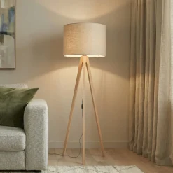 Grand-lattiavalaisin, beige/mänty, korkeus 145 cm, E27