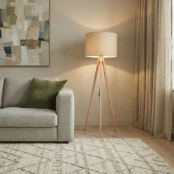 Grand-lattiavalaisin, beige/mänty, korkeus 145 cm, E27