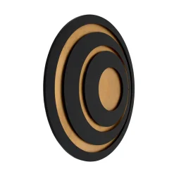 GRAVION-LED-seinävalaisin, musta/kultainen, halkaisija 80 cm, metalli,