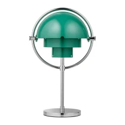 Gubi Multi-Lite -akkukäyttöinen pöytävalaisin, kromi/sinivihreä, 30 cm