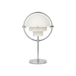 Gubi Multi-Lite -akkukäyttöinen pöytävalaisin, kromi/valkoinen, 30 cm
