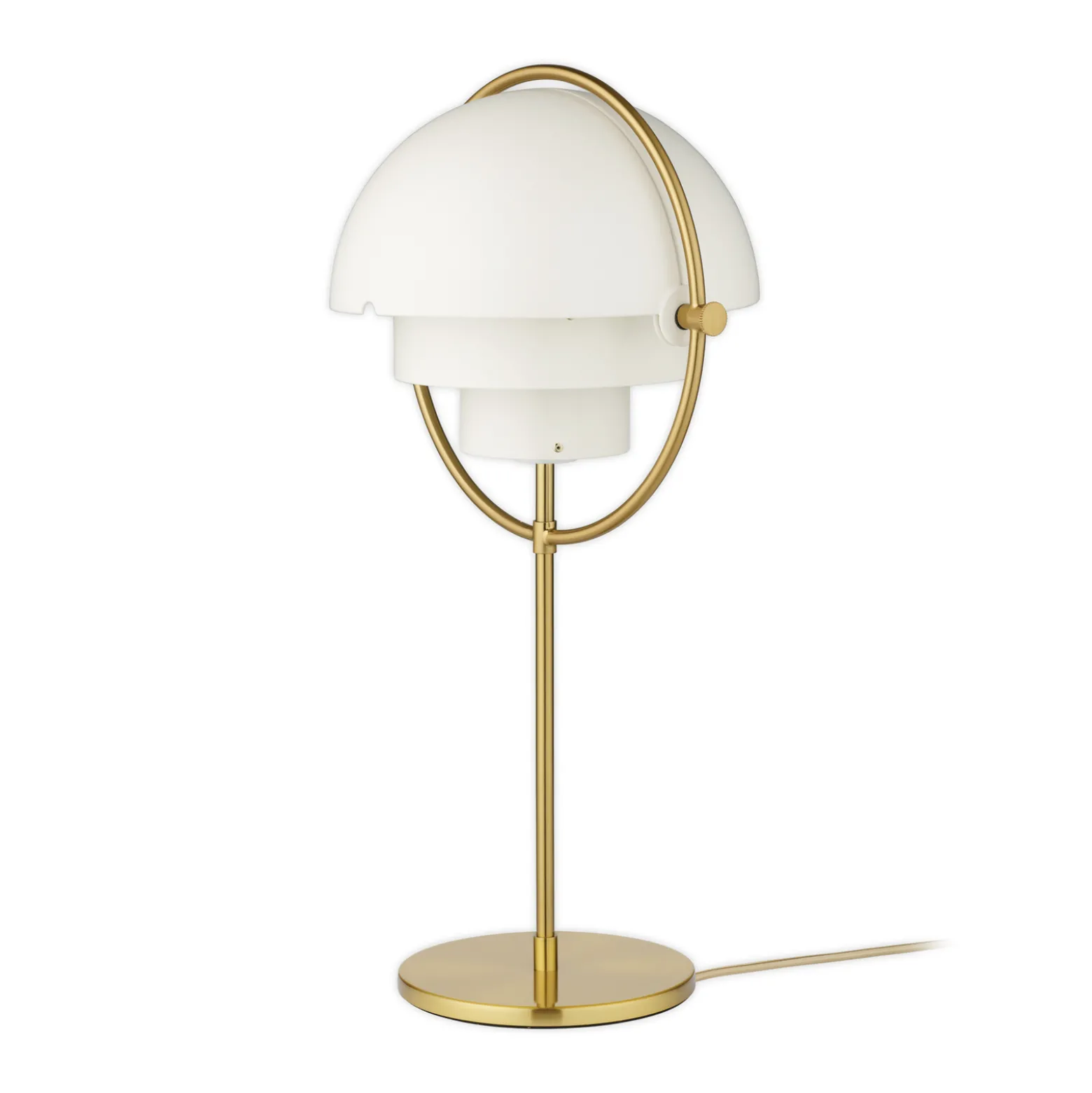 GUBI Multi-Lite pöytävalaisin, korkeus 50 cm, messinki/valkoinen