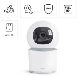 Hama Smart Indoor -kamera, 2-suuntainen äänianturi, WLAN, liikkuva