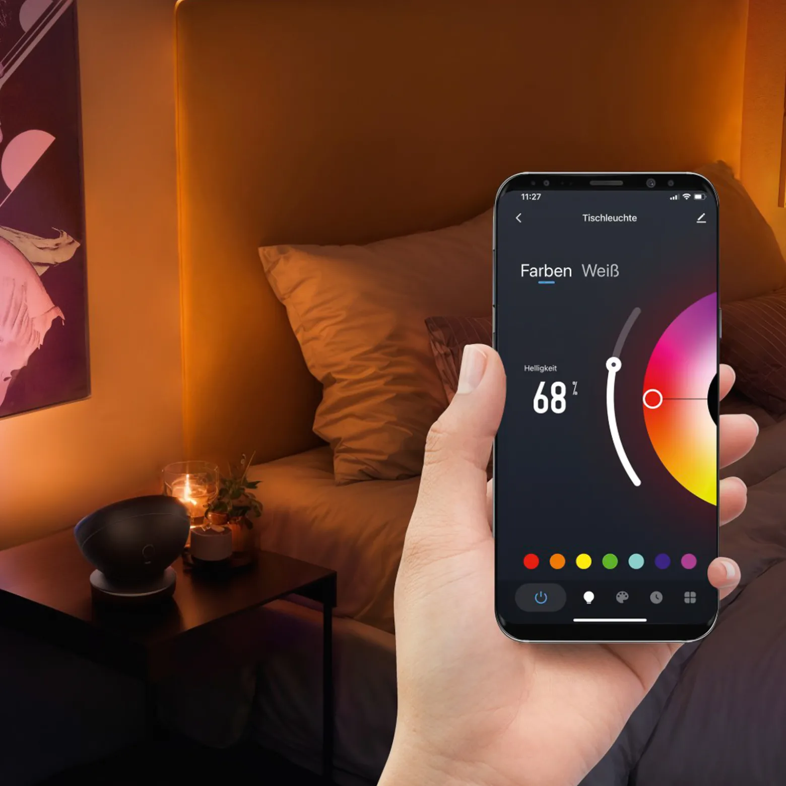 Hama Smart LED-pöytävalaisin, musta WLAN, RGBW, himmennettävä