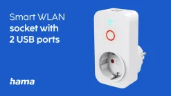 Hama Smart -WLAN-pistorasia + 2 x USB-A, 2 300 W