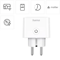Hama WLAN pistorasia Smart, sähkömittari, Matter, valkoinen, 3,680W