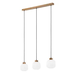 Harmony riippuvalaisin, pituus 110 cm, opaali lasi tammi puu 3-valo.