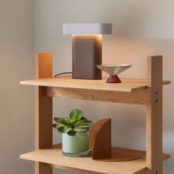 HÜBSCH LED-pöytävalaisin Sleek, ruskea/vaaleanharmaa rauta, PC