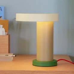 HÜBSCH Magic LED-pöytävalaisin, okra/hiekka/vihreä, rautaa