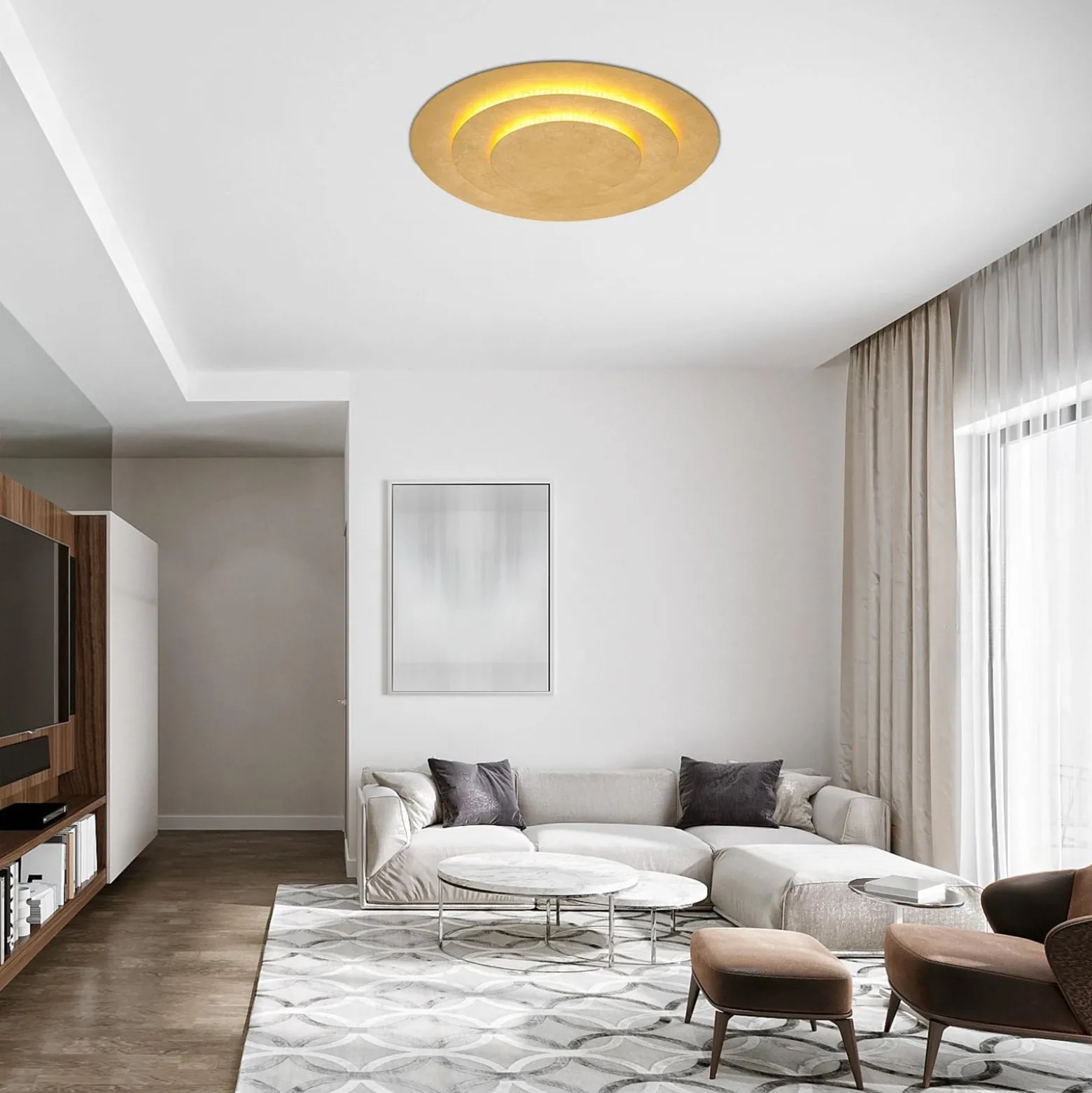 Heda LED-kattovalaisin, Ø 49 cm, kullanvärinen, metallia