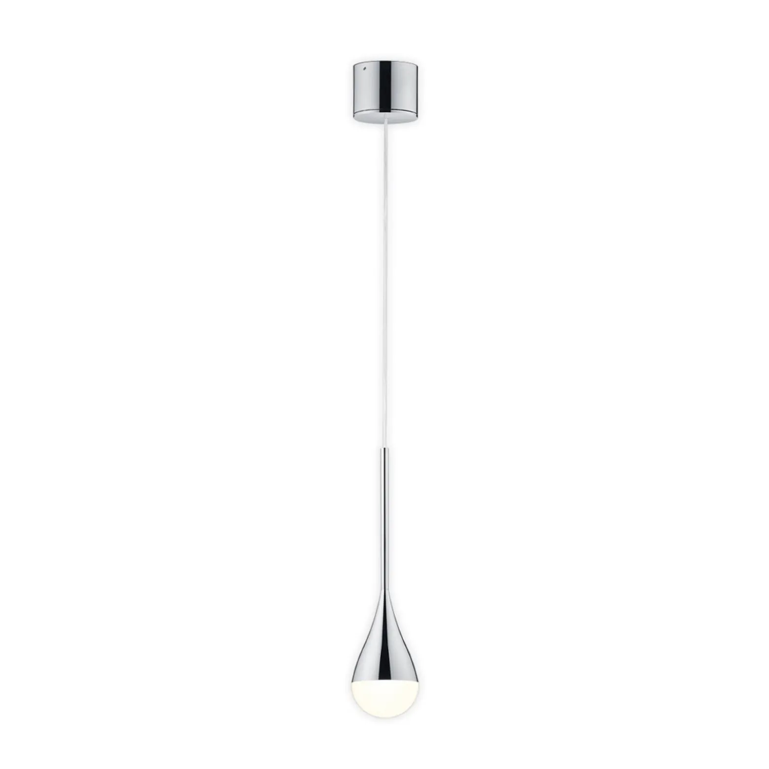 Helestra LED-riippuvalaisin DUC, kromi, IP44, Ø 7 cm