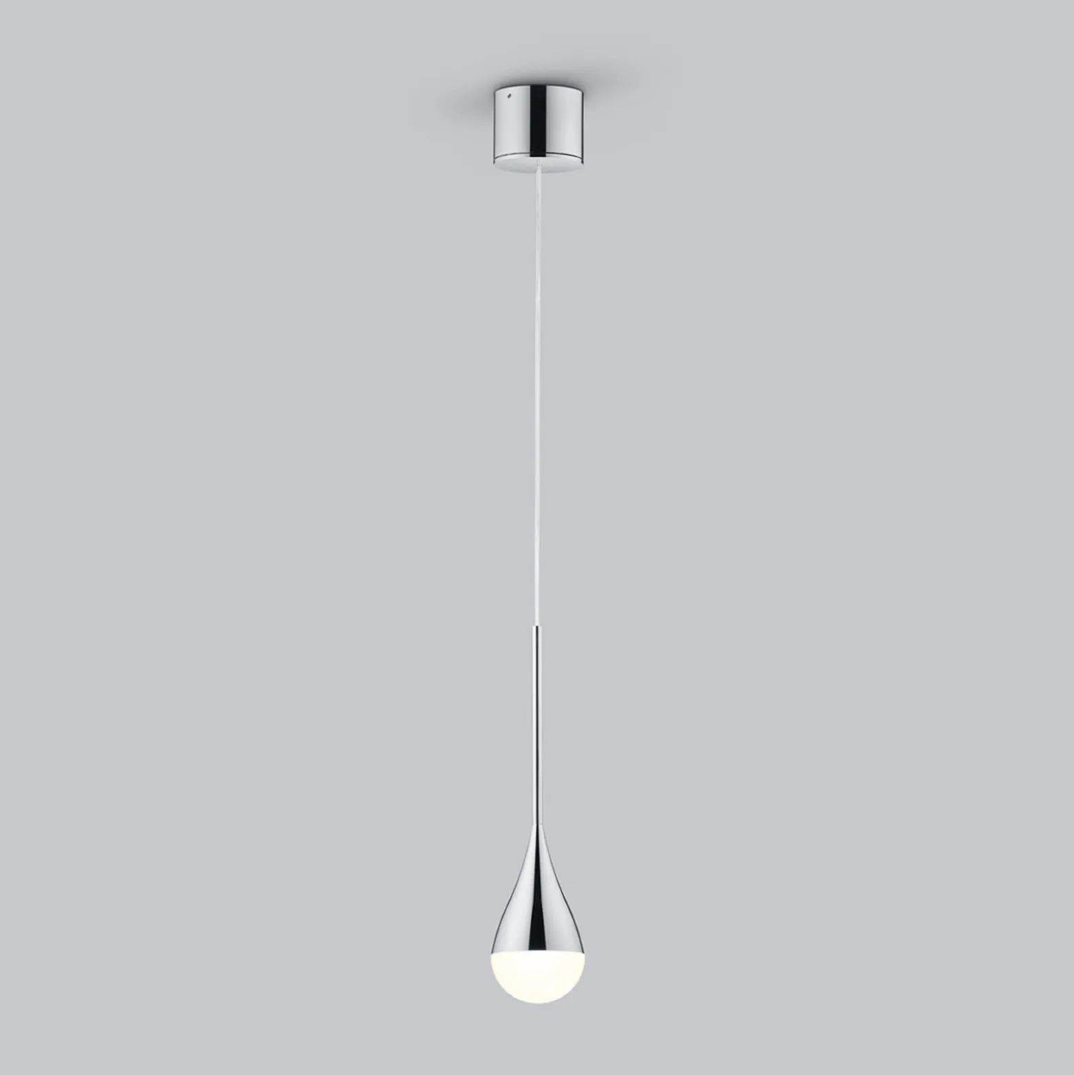 Helestra LED-riippuvalaisin DUC, kromi, IP44, Ø 7 cm
