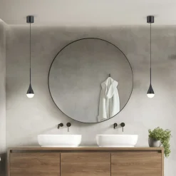 Helestra LED-riippuvalaisin DUC, musta, IP44, Ø 7 cm