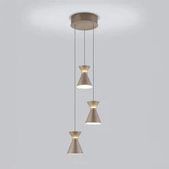 Helestra LED-riippuvalaisin LUK, 3-lamppuinen, ruskea, himmennettävä
